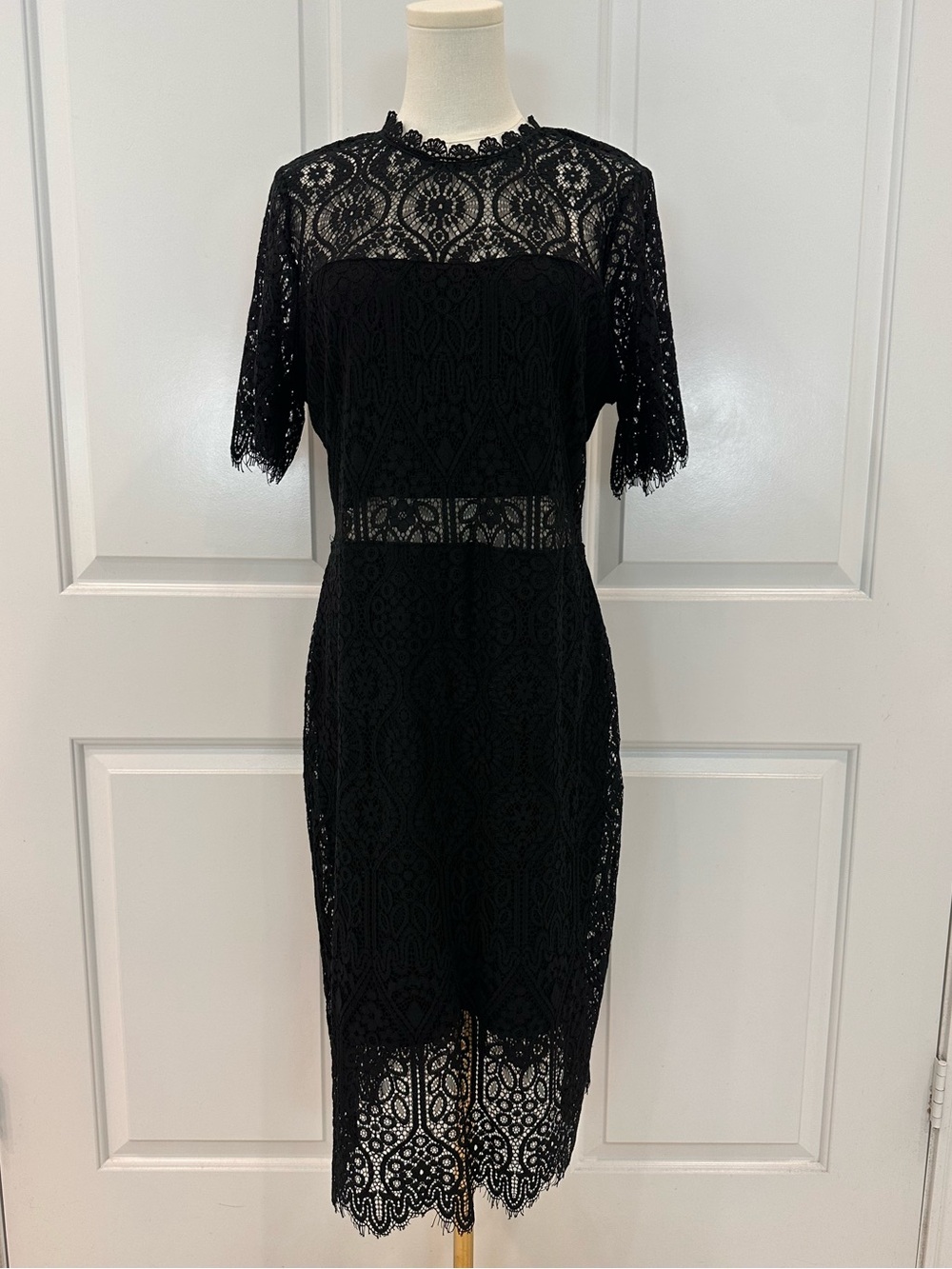 Lulu's Remarkable Black Lace Midi Dress with Scallop Hem Size XL